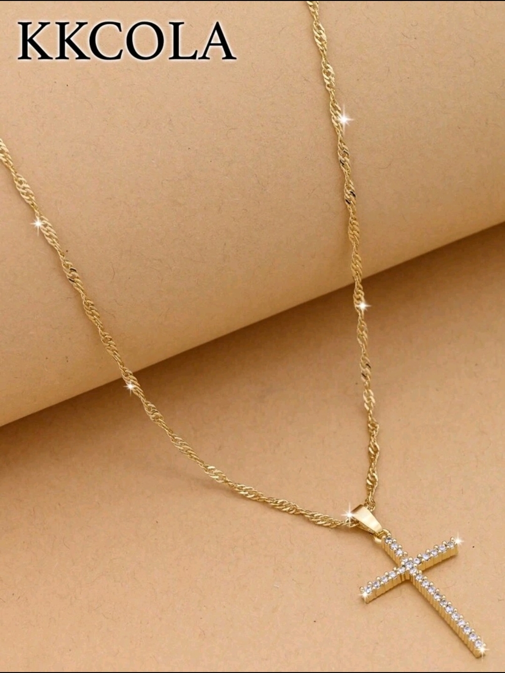 Gold Cross Pendant Necklace - Sparkling Gold Women's Jewelry